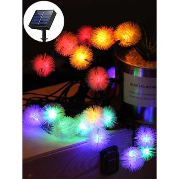 太陽能led蒲公英毛球小彩燈閃燈串燈裝飾庭院陽臺花園戶外防水