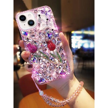 適用于蘋果14手機殼iphone15女款13蘋果12玫瑰花11滿鉆pro全包mini防摔Max防丟蘋果X鑲鉆蘋果XR蝴蝶蘋果8軟殼