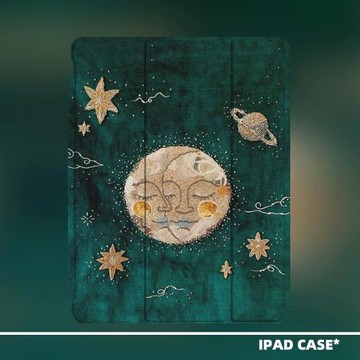 原創小眾中古藝術太陽適用2024款air6ipadpro11寸三折ipad殼防彎亞克力平板殼9代10.2寸air4/5mini6帶筆槽