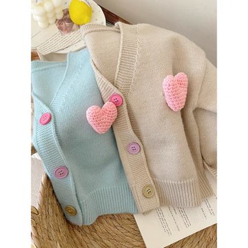 兒童開衫針織春秋2025新款童裝小童甜美公主上衣女童洋氣外套毛衣