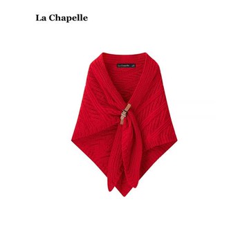 拉夏貝爾/La Chapelle秋冬新款三角巾針織披肩百搭保暖外搭斗篷女