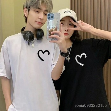 7831位回購顧客💴 情侶T恤 短袖上衣 夏季 春秋 設計感 小眾款 男女百搭 潮流 2024新款 休閒 簡約