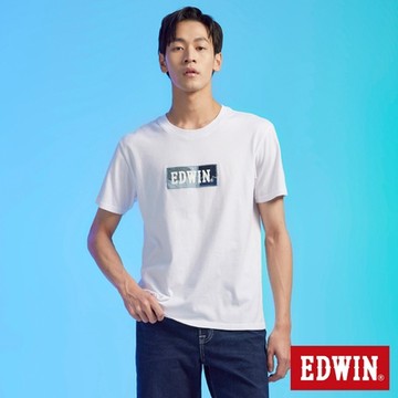 EDWIN 男裝 再生系列 刺繡BOX LOGO短袖T恤-白色