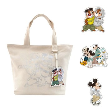 天藍小舖-迪士尼mickey & friends都市潮流系列銀色描邊手提帆布包-共3色-A15153044