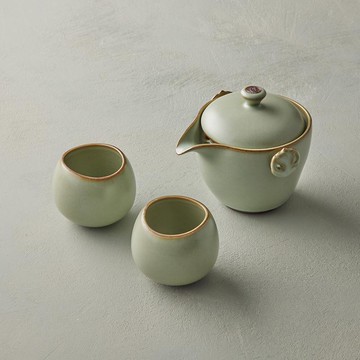 汝窯翠荷 - 簡泡茶組 - 3件組(禮盒裝)