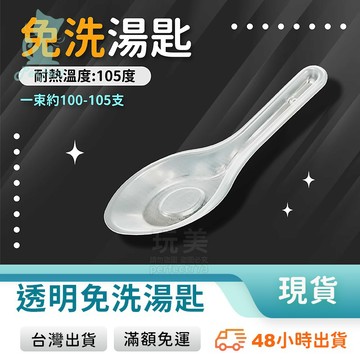 免洗湯匙 塑膠湯匙 透明湯匙 一次性餐具 一次性湯匙 免洗餐具 塑膠餐具 外帶餐具 衛生湯匙 玩美 77603