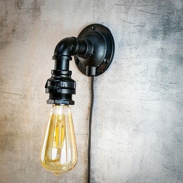 工業風水管燈/桌燈/壁燈材料包-黑色 LB006