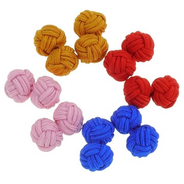 藍色粉色棕色紅色繩扣袖扣套裝