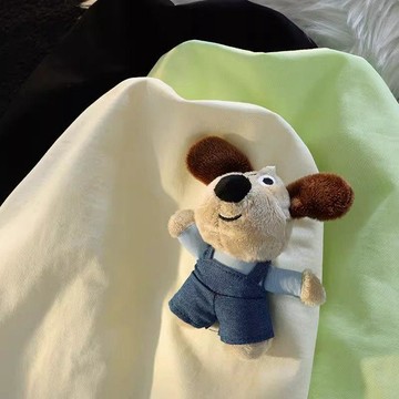【二十三歲】臺灣出貨小狗配飾純棉短袖情侶裝男女夏季新款多巴胺T恤小衆設計感ins上衣