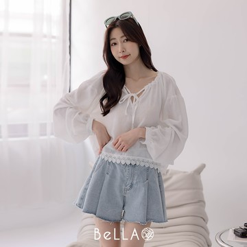 【三件$1500】BeLLA 可人綁帶上衣 簡約白