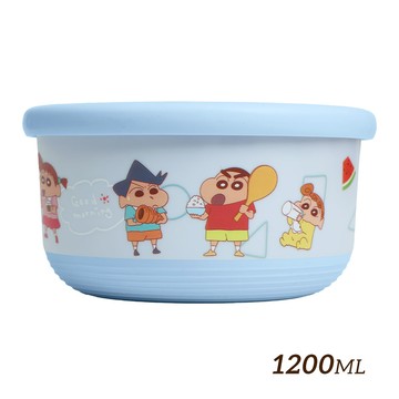 【HOUSUXI】蠟筆小新藍色系列-不鏽鋼雙層隔熱碗1200ml【童趣生活↘新品74折起】＜售價已折＞