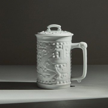 經典龍鳳高杯 / 含蓋 / 雪白瓷 580ml