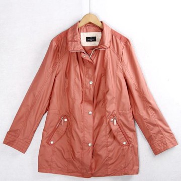 3824風衣外套 秋季新款大碼翻領拉鏈純色長袖百搭防風衣外貿尾單