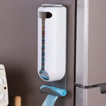 AHOYE 免打孔壁掛抽取式塑膠袋收納架  1個  白色