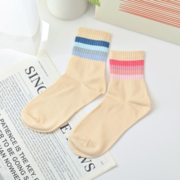 1/2少女襪-漸層條紋2入-多色任選