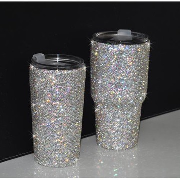 創意鑲鉆冰霸杯貼鉆不銹鋼沙冰杯 時尚車載保冷保溫杯 輕奢送禮品