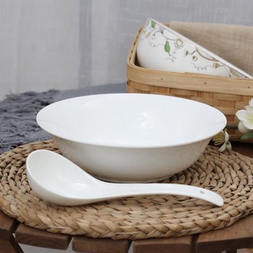 唐山骨瓷湯碗9英寸中式大湯碗老式大碗陶瓷9斗笠碗斗碗湯盆大海碗