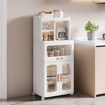 【AOTTO】 65面寬磁吸開門附輪廚房收納櫃(收納架 置物櫃 收納櫃 櫥櫃)