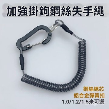 🛒台灣隔日達🏵️鋼絲繩登山扣伸縮失手繩路亞鉗子失手繩釣魚彈力防丟掛繩漁具用品 LNF8