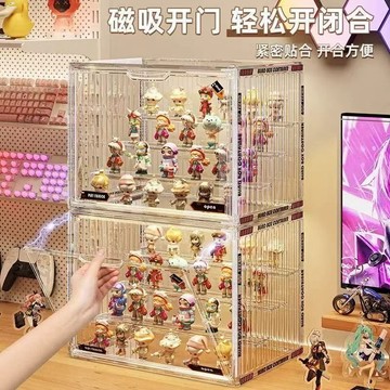 臺灣出貨+免運吧唧收納桌面置物架盲盒展示臥室男潮玩展示盒泡泡瑪特展示盒玩具