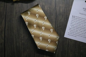 卡其色蔓藤花真絲領帶/復古領帶禮盒裝