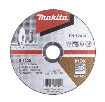 MAKITA 牧田 B-12201 平面砂輪切斷片 切片 4" 切片 砂輪片 不繡鋼 100x1.0x16mm