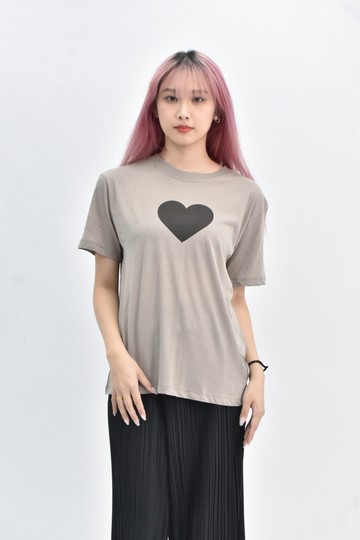 【加購優惠】(L) autumn beige 圓領透感綠色短袖上衣