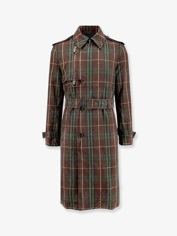 Cotton trench with check motif - BURBERRY - gender_Man