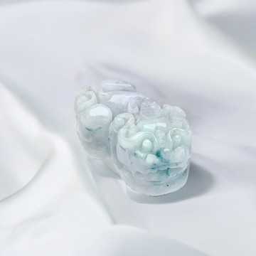 【招財神獸】飄綠花翡翠貔貅擺飾 | 天然緬甸玉翡翠A貨 | 送禮