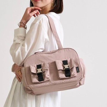 日本 LIZDAYS - 輕量簡約防潑水休閒波士頓包-煙燻粉