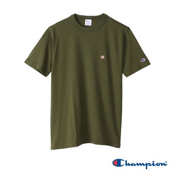 Champion 官方直營-經典C標純棉素面短袖TEE-男(深綠色)