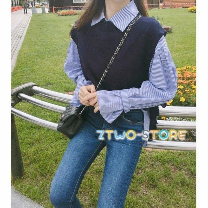 ニットベスト シャツセット レディース トップス ニットアンサンブル アンサンブル ストライプ シャツ ブラウス 大きいサイズ シャツブラウス 長袖 通販 Lineポイント最大0 5 Get Lineショッピング