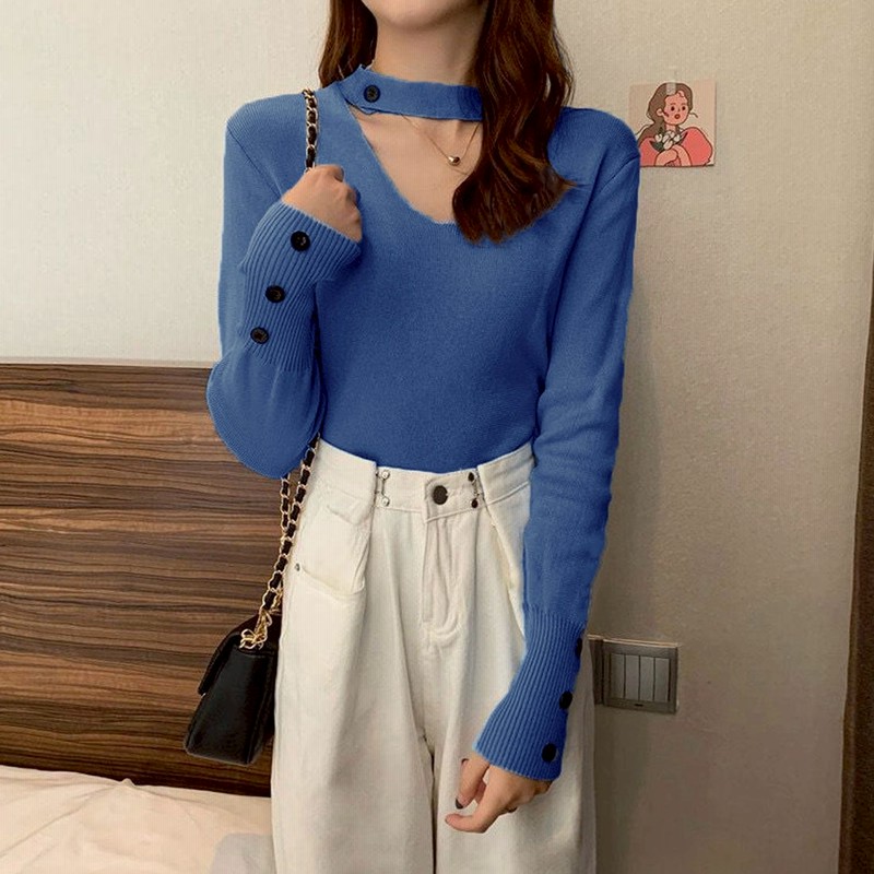 ミニミニストア Miniministore チョーカー風ニット レディース 着やせ ブルー 通販 Lineポイント最大get Lineショッピング