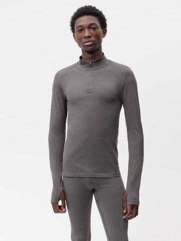 PANGAIA - Men's Plant-Stretch Long Sleeve Half-Zip Top - Volcanic Grey - S S