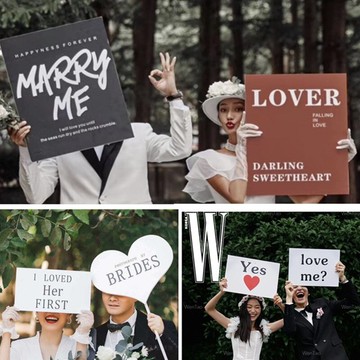 影樓新款ins風婚紗攝影道具街拍創意手舉牌外景旅拍英文手拿板。