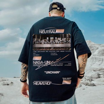 oversize歐美潮牌胖子男裝大碼國潮嘻哈寬松油畫短袖T恤潮流半袖