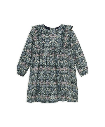 Liberty荷葉邊長袖洋裝(午夜藍)86cm