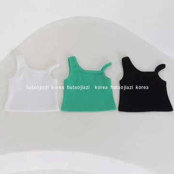 🎀biubiu童裝🎀女童新款韓版吊帶背心斜肩設計夏季時尚無袖露肩短款洋氣上衣