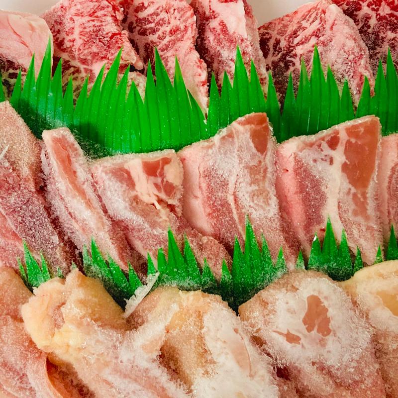 九州産   焼肉 3種盛り  赤牛(ウデ) 500g 豚バラ 500g  鶏もも 500g  5パック合計1500g