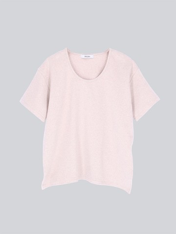 W boat neck slit T shirt_Ivory