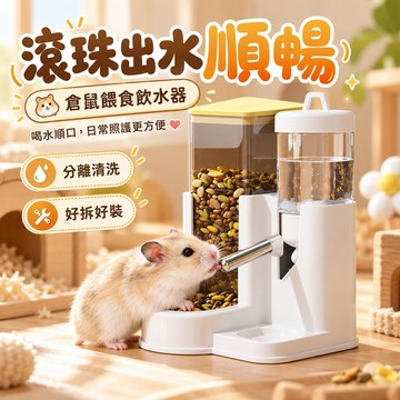 倉鼠餵食飲水器 乾溼分區 大容量儲糧設計 (飼料＋飲水二合一) 分離是可拆洗 滾珠出水順暢 小巧不占空間 一站式日常餵養