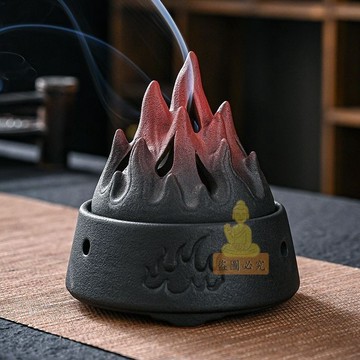 免運🔥香爐 擺件 陶瓷盤香爐創意擺件 仿古博山香爐居家用室內茶室香薰爐檀香爐供佛 招財擋災防小人偏財開運 祈福香爐