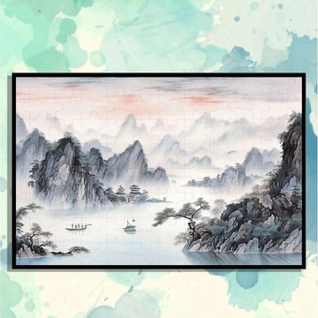 台灣出貨❤【1000片拼圖】拼圖 千片拼圖 風景拼圖 益智拼圖 世界名畫系列 成人兒童益智拼圖 解壓拼圖中國風山水風景高