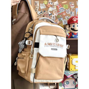 日系初中生大容量書包高中大學生百搭雙肩包美式復古電腦旅行背包