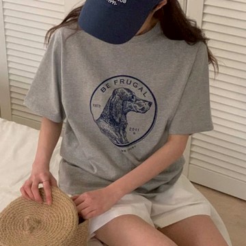 正韓T恤 小狗五分袖T恤FIE1131-創翊韓都