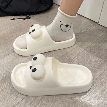 本島出貨🚛室內拖鞋 厚底防臭拖鞋防滑可愛搞怪大眼睛夏季情侶居家外穿家居防臭女拖鞋 涼拖鞋 UU0V