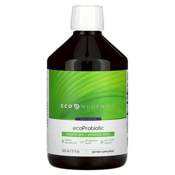 Econugenics, EcoProbiotic，有機益生元 + 益生菌酏劑，天然漿果味，17 液量盎司（500 毫升）