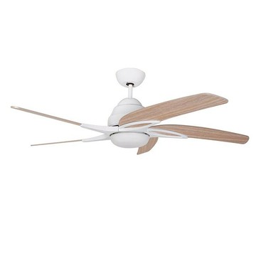 54吋法式輕舞DC直流馬達吊扇燈 白體+淺木紋/白色葉片L08單燈款