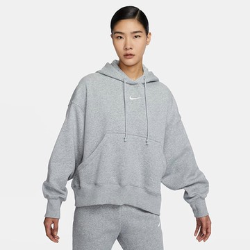 NIKE 長袖上衣 女款 帽T 運動 加絨 AS W NSW PHNX FLC OOS PO HOOD 灰 DQ5859-063 (3S4204)