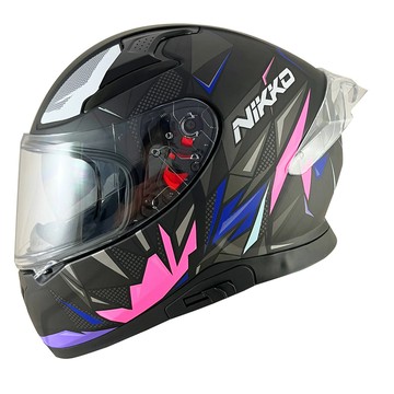 NIKKO 安全帽 N-812 N812 #4蟲禍幻魔 消光黑粉紫 內墨鏡 耳機槽設計 全拆洗 全罩